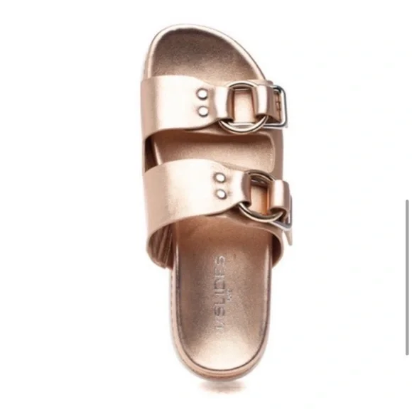 NWT J/SLIDES BAHA Rose Gold Leather Sandal - Picture 5 of 16